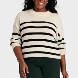 A New Day Women's Woolen Crew Pullover Sweater Cream‎